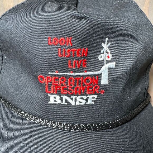 BNSF Look Listen Live Operation Lifesaver Mens YoungAnl Cap Hat Black One Size - Picture 2 of 9